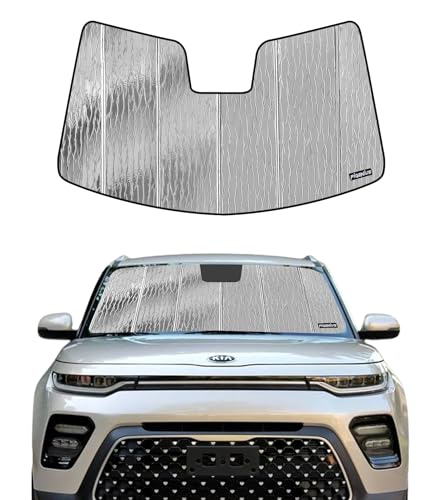Pigenius Windshield Sunshade for Kia Soul 2020-2025 (Gen 3 / Chassis SK3) GT-Line, Reversible Silver/Black - size: for Kia Soul Wagon 2020-2025