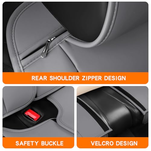 MINGBRON Front Car Seat Covers, Leather Car Seat Covers, Fit for Most Cars SUV and Most Sedan Grey - color: Grey 3, size: 2 Seat Covers (Front Only)