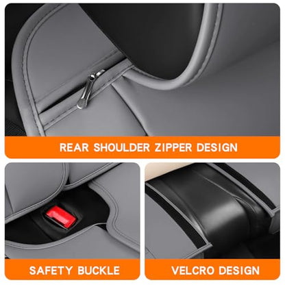 MINGBRON Front Car Seat Covers, Leather Car Seat Covers, Fit for Most Cars SUV and Most Sedan Grey - color: Grey 3, size: 2 Seat Covers (Front Only)