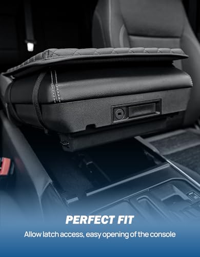 JOYTUTUS Center Console Cover for Full Size Truck, Leather Arm Rest Covers Armrest Cover for Car, Middle Console Cover Lid, Car Arm Rest Cushion Pad, Car Black Accessories - size: 13.78" x 13.78"