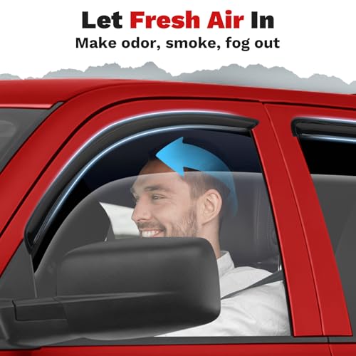 Canvcle Ram Rain Guards - Window Visors for 2002-2008 Dodge Ram 1500/03-09 Ram 2500/3500 Quad Cab,Outside-Mount Tape-On Side Window Wind Deflectors for Ram Accessories,Vent Visors Shades - size: Dodge Ram 1500 2002-2008