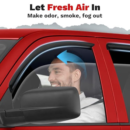 Canvcle Ram Rain Guards - Window Visors for 2002-2008 Dodge Ram 1500/03-09 Ram 2500/3500 Quad Cab,Outside-Mount Tape-On Side Window Wind Deflectors for Ram Accessories,Vent Visors Shades - size: Dodge Ram 1500 2002-2008