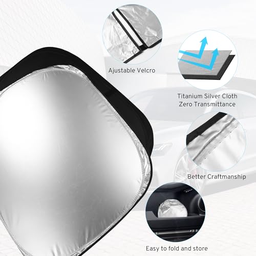 Car Windshield Sun Shade Sunshade Compatible with Chevrolet Chevy Silverado EV/GMC Sierra EV 2024-2025 2026 Large Truck Accessories, Foldable Car Front Window Sun Shield Visor