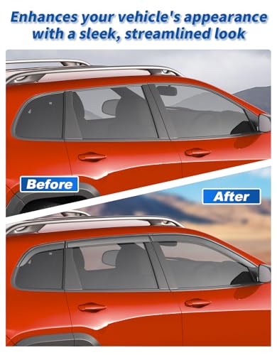 6-PCS Extra-Thick Rain Guards Fit for 2014-2023 Jeep Cherokee Extra Durable Tape-on Window Rain Guard Window Deflectors Vent Shades Window Visor Vent Visors Exterior - size: Fit for 2014-2023 Jeep Cherokee
