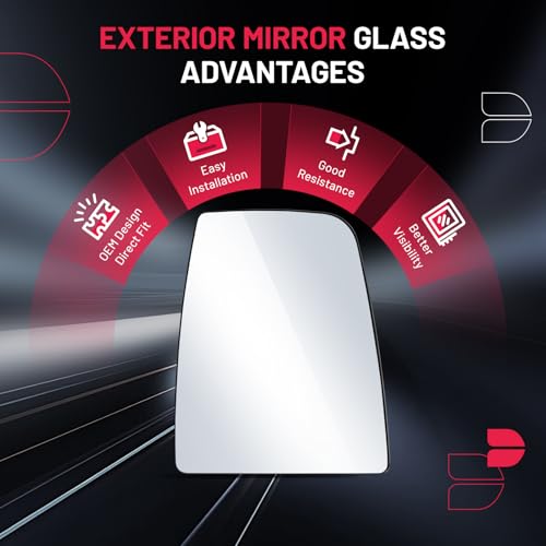 BDFHYK Mirror Glass Compatible with Transit T150 T250 T350 2015-2022 Side View Heated Convex Mirror Glass with Backing Plate, Replaces CK4Z17K707D (Right Upper Side) - size: Right Passenger Side, style: 2015-2022 Transit T150
