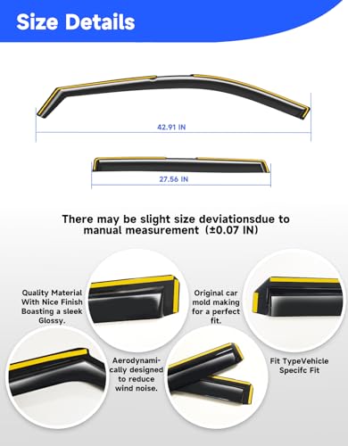 in-Channel Rain Guards Fit for Nissan Rogue 2021 2022 2023 2024 2025 Window Rain Guards Visors Vent Visors Window Deflector Vent Shades Car Accessories -4 pcs - size: Fit for 2021-2025 Nissan Rogue