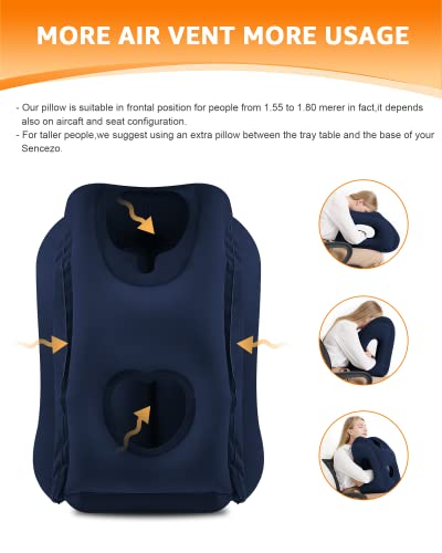Sunany Travel Pillow, Inflatable Neck Pillow Used for Airplanes/Cars/Buses/Trains/Office Napping with Eye Mask/Earplugs (Blue) - color: Blue