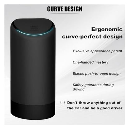 Car Cup Holder Trash Can, Garbage Container with Lid, Leakproof Organizer Dustbin Mini Silicone Garbage Can, Portable Trash Bag Rubbish Bin, Vehicle Waste Bin for Automotive, Home, Office (Black)