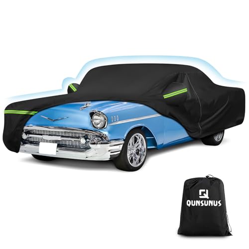 QUNSUNUS Waterproof Car Cover for Chevrolet Bel Air/150/210 1950-1957 Sedan/Coupe/Hardtop, All Weather Outdoor Car Covers with Zipper, Straps and Elastic Edge - color: for Chevrolet Bel Air/150/210