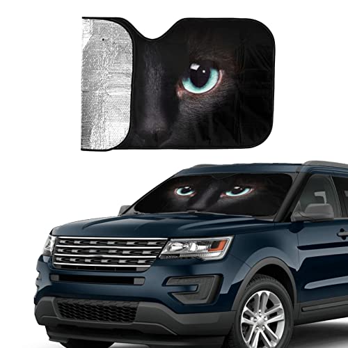 Black cat Eyes Car Windshield Sunshade Front Window Sun Visor Protector Foldable Shield Cover for Truck SUV - color: Black11