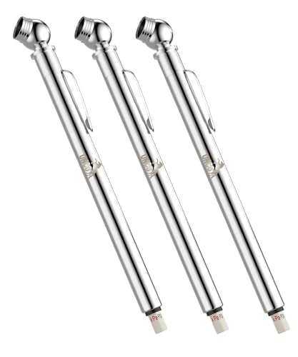 UNCO- Pencil Tire Pressure Gauge, 3 Pack, 10-75 PSI, Pencil Air Pressure Gauge for Tires - color: Silver, size: 3 Pack, 10-75 PSI