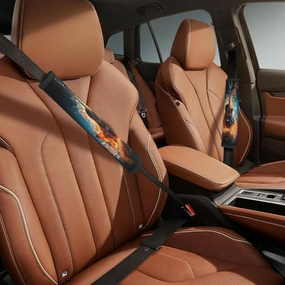 Seat Belt Cover Pad Fire Water Music Guitar Soft Safety Car Automotive Seat Belt Pads Cushion Shoulder Strap Covers for Cars or Bags, 2 Pcs - color: Fire Water Music Guitar