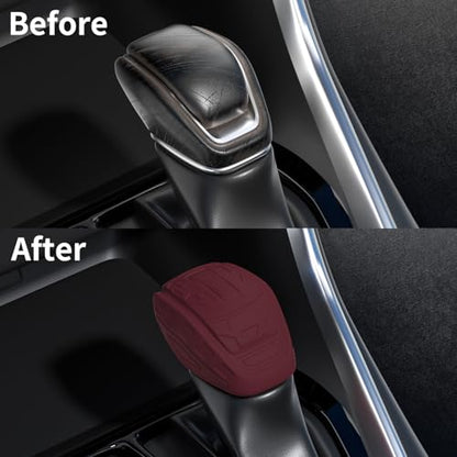 Suitable for Toyota RAV4,Toyota Wildlander,Toyota VENZA,Toyota Ninth-Generation Camry,Toyota Highlander,Toyota Kluge Car Gear Shift Cover,Stick Shifting Handle Protector (Red) - color: Red