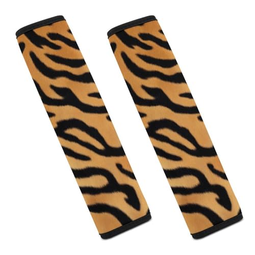 Men's Comfortable Cushion Pad Car Shoulder Strap, Wild Animal Tiger Skin Stripe Harness Pad Car Belt Covers - color: Color862