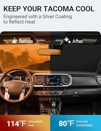 Proadsy for 2016-2023 Toyota Tacoma 2Dr 4Dr Pickup Windshield Sun Shade 4-Layer Foldable Front Sunshade Protector Sun Visor Blocks UV Rays Keep Car Cooler - size: Toyota Tacoma 2016-2023