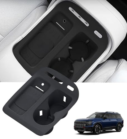 Cup Holder Insert & Wireless Charging Protective Mat for Hyundai Palisade 2026, Center Console Interior Accessories Cup Holders & Wireless Charger Cover Pad for 2026 Palisade, Black - style: Fits for Hyundai Palisade 2026