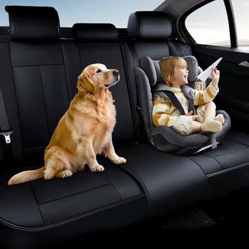Coverado Car Seat Covers, Back Seat Cover, 3-Pieces Black Rear Car Seat Covers, Waterproof Car Seat Cushion, Car Seat Protector, Leather Seat Cover Seat Protector Universal Fit Most Cars - color: Black