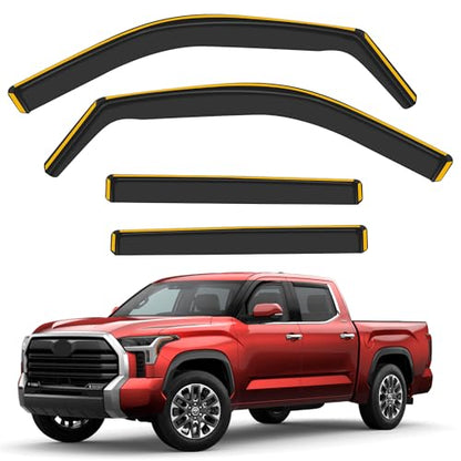 Shatterproof in-Channel Rain Guards for Toyota Tundra CrewMax 2022-2026, Clip-on Window Deflectors Vent Window Visors Rain Sun Wind Guards Shade Deflectors - size: For 2022-2026 Tundra CrewMax