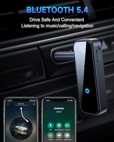 Auxiliary Aux Bluetooth 5.4 Adapter for Car, 2 in 1 Bluetooth Receiver Transmitter, 3.5mm Jack Wireless Audio Adapter Dongle for TV Headphone PC Speaker Amplifier Home Stereo System, with Microphone - color: A(Standard)-Black