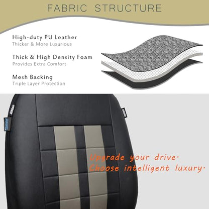 Champlus Car Seat Covers, Premium Leather Ultra Comfort and Thick 2 Front Seat Covers Racing Design, Universal Fit Automotive Sedan Cars, SUVs, Trucks, Mini Vans, Airbag Compatible, Easy to Install - color: Gray