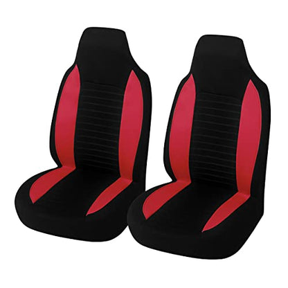 Car Front Seat Covers, Bucket One-Piece Auto Front Seat Protectors, 2PCS Premium Breathable Vehicle Seat Cushions Airbag Compatible, Car Accessories Universal for SUVs, Trucks, Car (Red) - color: Red