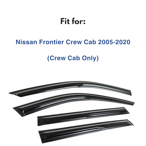 IG Window Visors Fit for 2005-2021 Nissan Frontier Crew Cab, Out-Channel Rain Guards Vent Wind Deflectors 4PC, Truck Accessories for 2009-2013 Suzuki Equator Crew Cab (Full-Size Cabs) - size: 2005-2021 Frontier Crew Cab