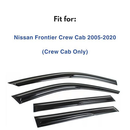 IG Window Visors Fit for 2005-2021 Nissan Frontier Crew Cab, Out-Channel Rain Guards Vent Wind Deflectors 4PC, Truck Accessories for 2009-2013 Suzuki Equator Crew Cab (Full-Size Cabs) - size: 2005-2021 Frontier Crew Cab