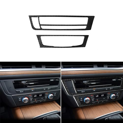Real Carbon Fiber Interior Accessories Sticker Compatible with Audi A6 S6 C7 A7 S7 4G8 2012 2013 2014 2015 2016 2017 2018 Car CD Panel A/C Switch Climate Control Decor Trim Decal Cover Black - color: CD Panel a/C Switch Decor