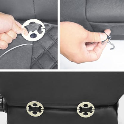 1 Pack PU Leather Quilting Front Car Seat Cover, Anti-Slip Full Wrap-Around Bottom Seat Protector Cushion with Storage Pocket, Universal Fit for Most Vehicles - color: Gray