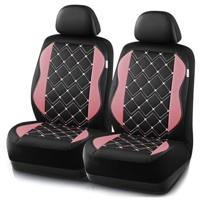 Road Comforts Seat Covers, Premium Leather Car Seat Covers Front Seat for Women Girls,Airbag Compatible, Automotive Seat Covers Universal Fit Most Cars,Vans,Truck,SUV - color: Pink Front