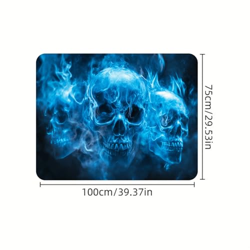 Universal Car Trunk Mat 29" x 39", Blue Ghost Skull Print All Weather Trunk Protection Cargo Liner,Durable Cargo Mat Rear Trunk Liner, Stylish Vehicle Interior Accessories Suitable for Most Car Models - color: Blue Ghost Skull Print