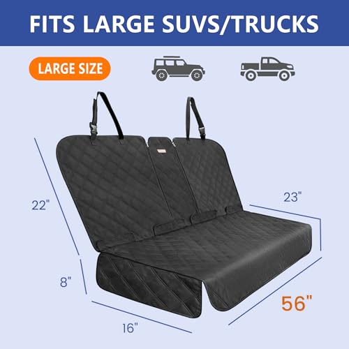 ALLANSING Back Seat Cover for Large SUVs/Trucks Rear Split Bench - Heavy-Duty 900D Waterproof Non-Slip Car Seat Protector for Messy Kids & Drooling Dogs, Easy Clean(Black) - size: Large-56"w