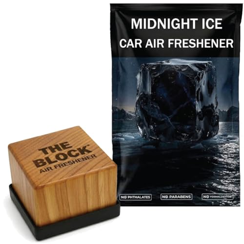 The Block - Wooden Car Air Freshener & Odor Eliminator - Long Lasting 30+ Day Scent - Car & Home Use - Fresh Gift Idea - Made in USA - MIDNIGHT ICE