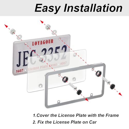 2Pack License Plate Cover and Frames,Clear Front and Rear License Plate Holder Shield,Unbreakable Car Licence Plate Chrome Frame Protector fits Any Standard US Plates (Chrome Frame) - color: Chrome Frame with Clear Cover