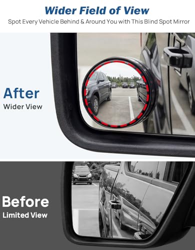 JOYTUTUS Blind Spot Mirror 2 Pack HD Frameless Convex Glass for Wide Angle View and Safer Lane Changing Compatible with Cars SUVs Trucks RVs Easy Stick On & Long Lasting Durability