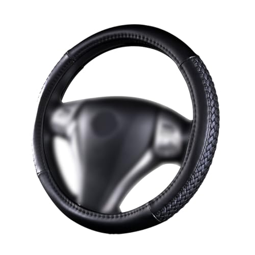 Flying Banner car Steering Wheel Cover Faux Leather Massage Universal fit 3D Honeycomb Hole Anti-Slip Sporty 15 Inches (Sliod Black Woven) - color: Sliod Black Woven