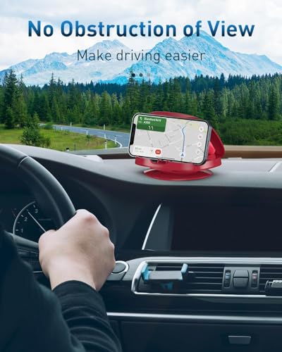 JOYEKY Cell Phone Holder for Car, Vertical Horizontal Car Phone Mount with 360° Rotate Dashboard Cradle Compatible iPhone Samsung Galaxy Android Smartphones, GPS Devices - color: Red