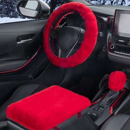 SEG Direct Auto Center Console Cover, Furry Car Armrest Cover, Soft Fluffy Middle Console Pad, Car Armrest Seat Box Cover for Women Men, Universal Fit for Most Vehicle, SUV, Truck, Car (Red) - color: Red