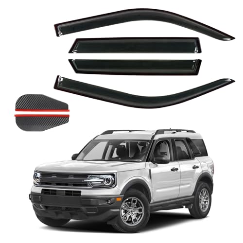4 PCS Rain Guards Fit for 2021-2024 Ford Bronco Sport, Tape-On Side Window Visor, Outside Mount Window Deflector, Smoke Tinted Vent Visors, 2021 2022 2023 2024 - size: For 21-24 Bronco Sport