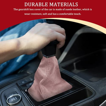 Car Shift Boot Cover, Stick Shift Cover, Suede Leather Manual Automatic Car Shifter Lever Knob Dust Protector, Dustproof Gear Shift Protection Sleeve Gaiter for Sedan Truck (Pink) - color: Pink