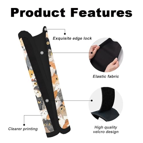 2Pcs Soft Auto Seat Belt Cover Pad Cute Cat Print Colorful Car Seatbelt Shoulder Cushion for Comfortable Driving, Compatible with All Cars' Seatbelt and Backpack Straps - color: Cat
