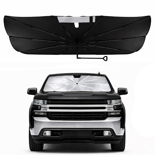 Car Windshield Sun Shade Umbrella-Custom-Fit For Chevrolet Silverado 1500&GMC Sierra 1500 2500 3500 2014-2019 Umbrella Sunshade,Easy Install,UV Protection & Heat Reflective,Keep Interior Cooler - size: For Chevy Silverado/GMC Sierra 1500 2014-2019