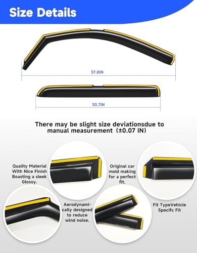 in-Channel Extra Durable Rain Guards Fit for 2014-2018 Chevy Chevrolet Silverado/GMC Sierra Crew Cab Truck,Vent Window Visors, Window Deflector, Vent Shades Car Accessories -4 pcs - size: For 2014-2018 Silverado/GMC Sierra Crew Cab