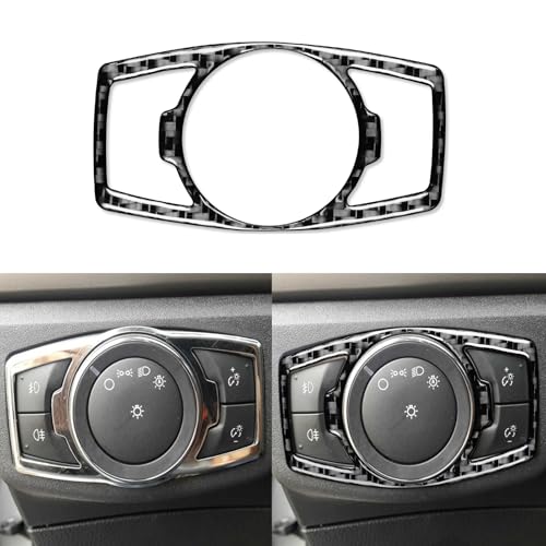 Real Bright Soft Carbon Fiber Car Driver Side Headlight Switch Control Frame Trim Sticker Compatible with Ford Mondeo/Fusion 2013 2014 2015 2016 2017 2018 2019 Auto Interior Accessories Black - color: Black-headlight Switch