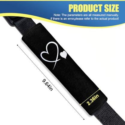 Craedli 2PCS Heart-Shaped Car Seat Belt Covers, Comfortable Auto Seat Shoulder Strap Pads Protect Neck, Cute Soft Vehicle Safe Harness Pad for Most Cars (Black) - color: Black