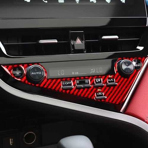 Carbon Fiber Compatible with Toyota Camry 2018 2019 2020 2021 2022 2023 2024 Accessories Car Dashboard A/C Control Knob Trim Panel Interior Sticker Red -A - color: Ac Control Buttons -a