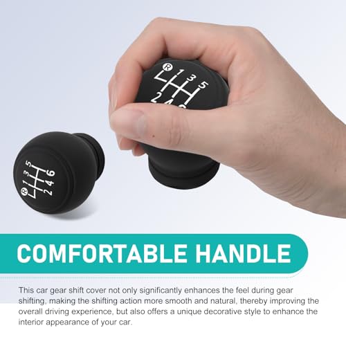 WZP Car Gear Shift Knob Cover, 6 Speed Silicone Anti-Slip Gear Shift Protector, Universal Interior Accessories for Most Vehicles (Black)
