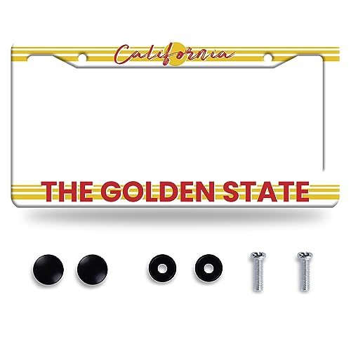 California The Golden State License Plate Frame License Plate Stainless Steel Auto Parts Funny License Plate Decorative with Screws Size 12.3" x 6.3" for Men Women - color: California the golden state