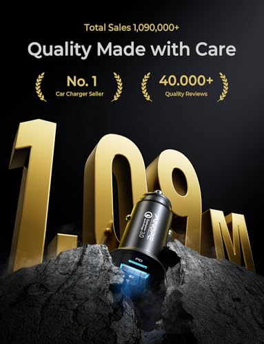 AINOPE 67.5W Super Mini Cigarette Lighter Adapter Car Charger USB C Fast Charging, All Metal PD&QC Type C Car Charger Adapter Outlet Plug Socket for iPhone 17 16 Pro Max 15 14,Samsung S26 S25 Mother's