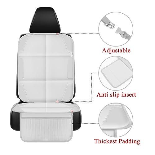 Meolsaek Car Seat Protector for Child Car Seat, Durable 600D Fabric Waterproof Car Seat Cover with Thick Pad Non-Slip Backing，No Imprints (Light Gray-1 pc) - color: Light gray-1 pc